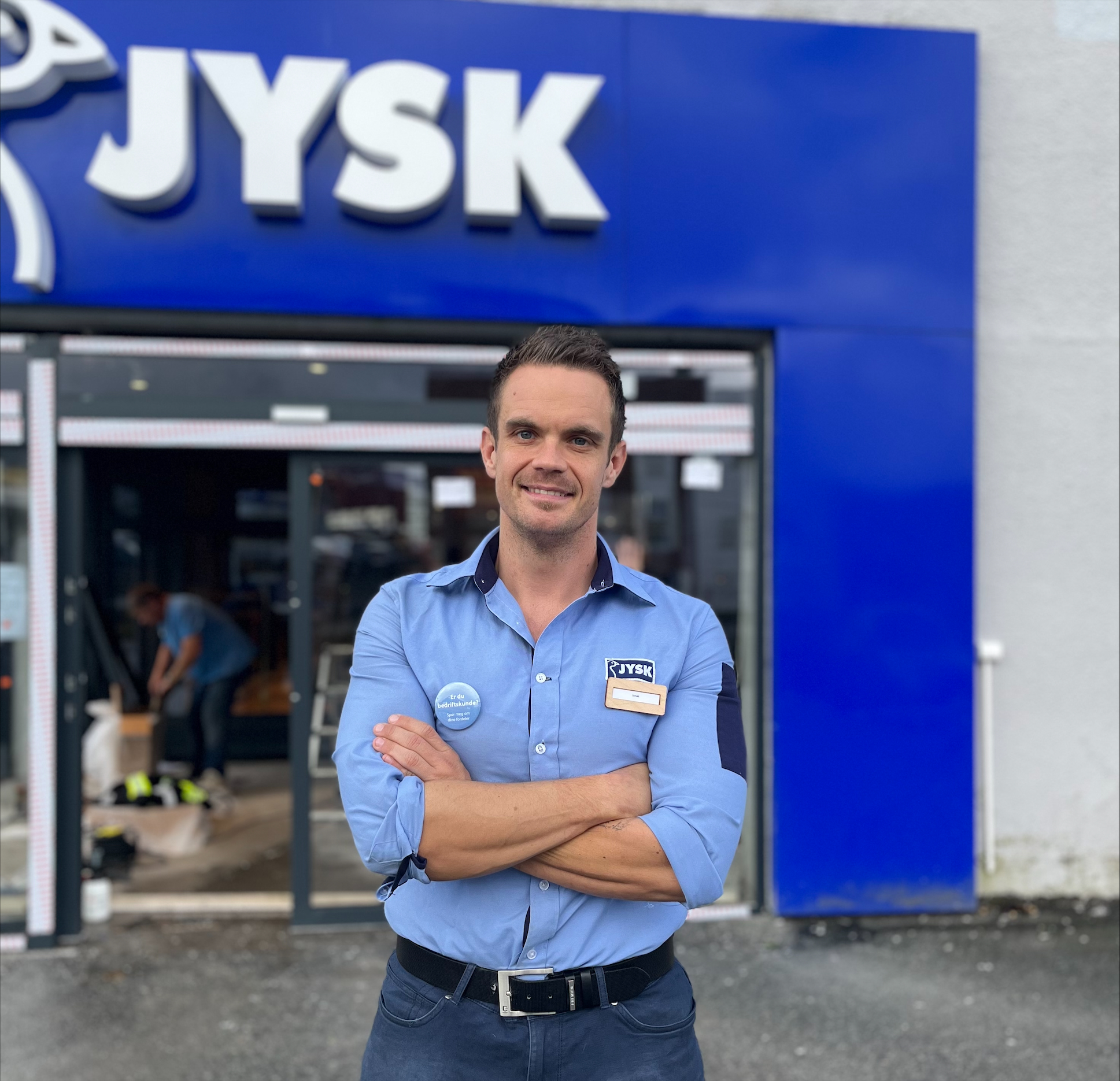 Butikksjef på JYSK Sotra, Jonas Tallulah Stenehjem