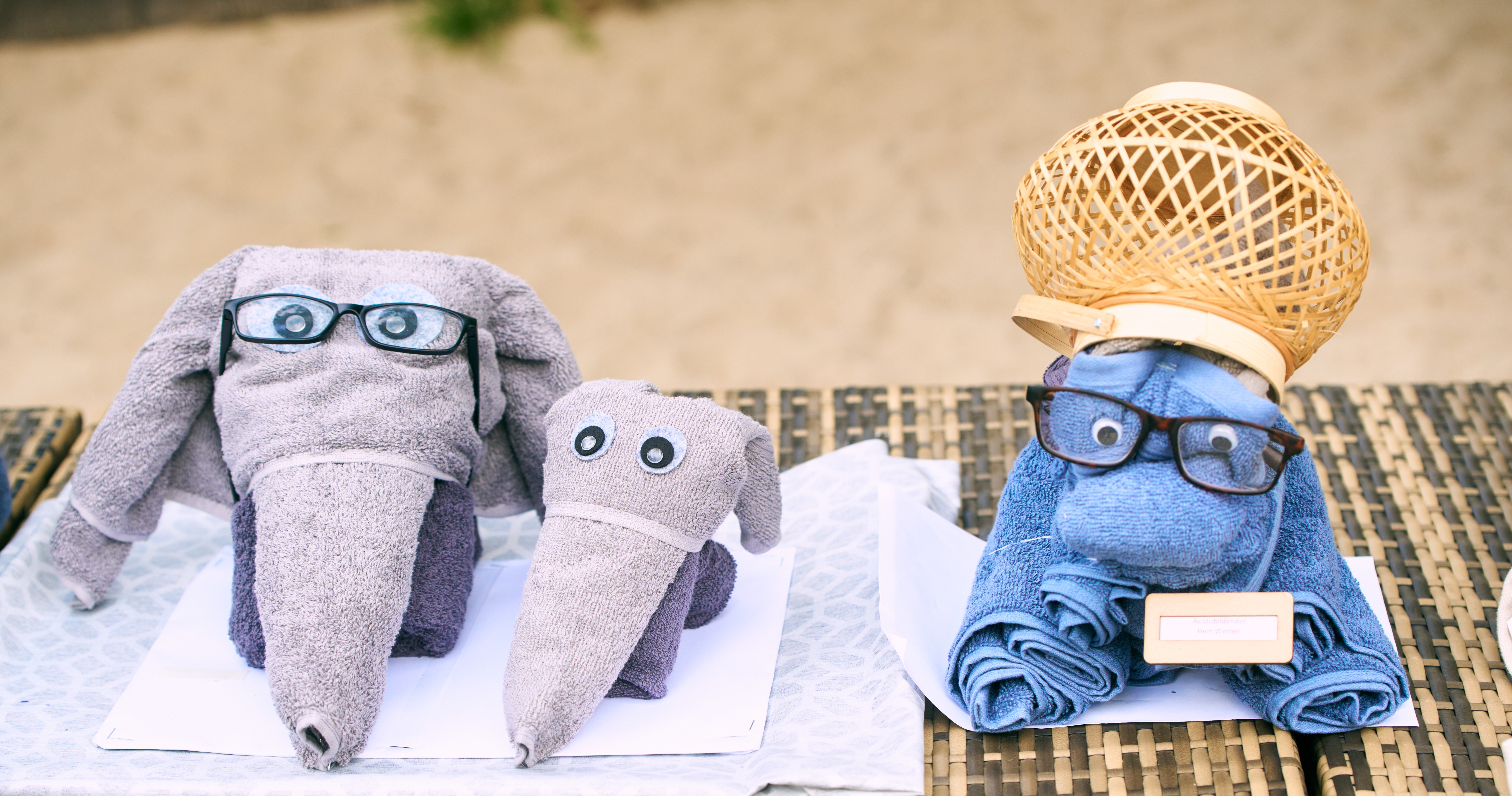 tres animales de toalla
