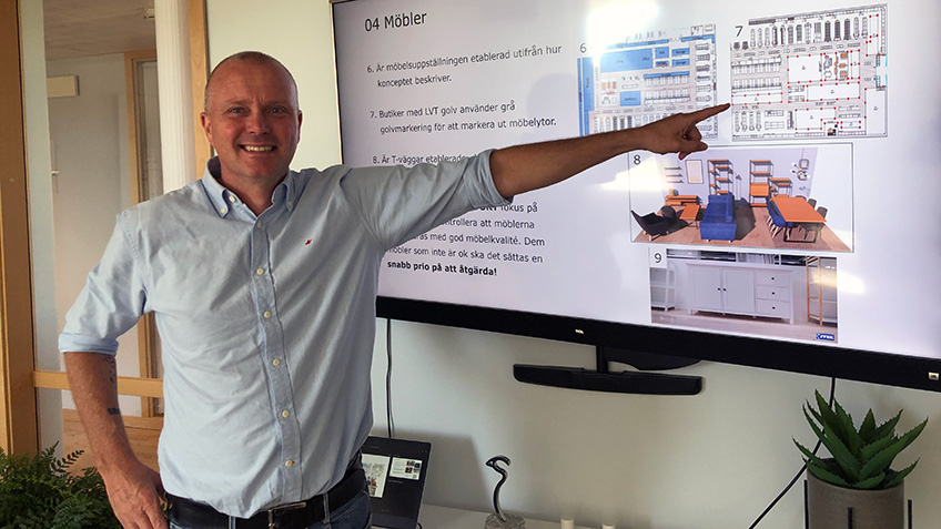 Sten Nielsen ser till att de svenska butikerna följer conceptet. 