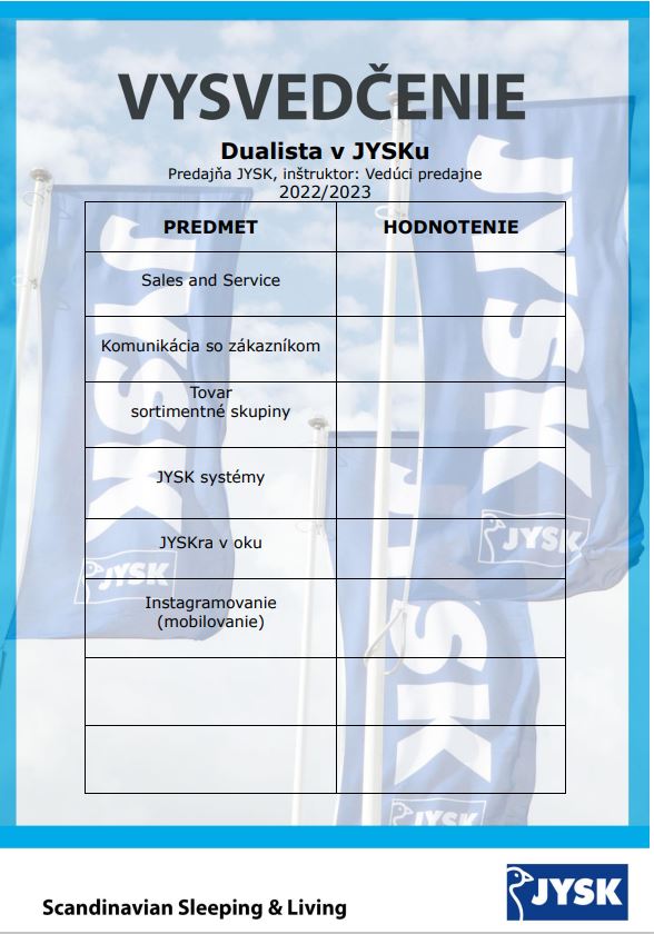 Vysvedčenie z JYSKu