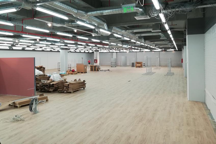 The E-Team preparing the store