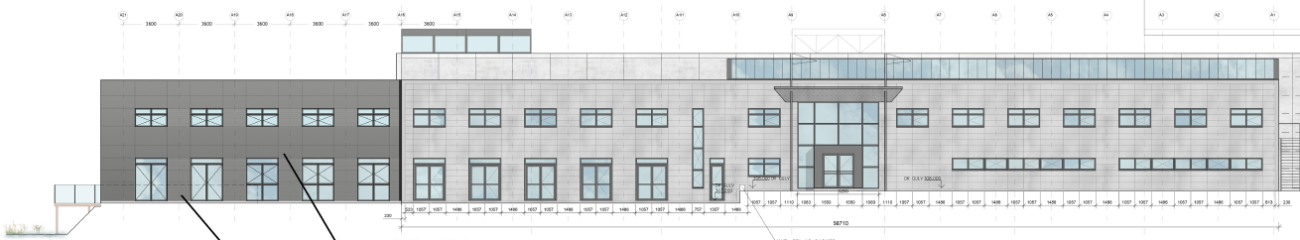 A sketch of the new facade