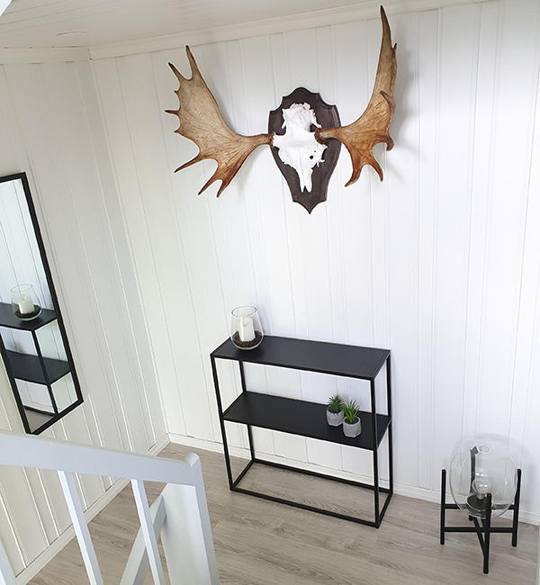 Staircase decorated with JYSK items